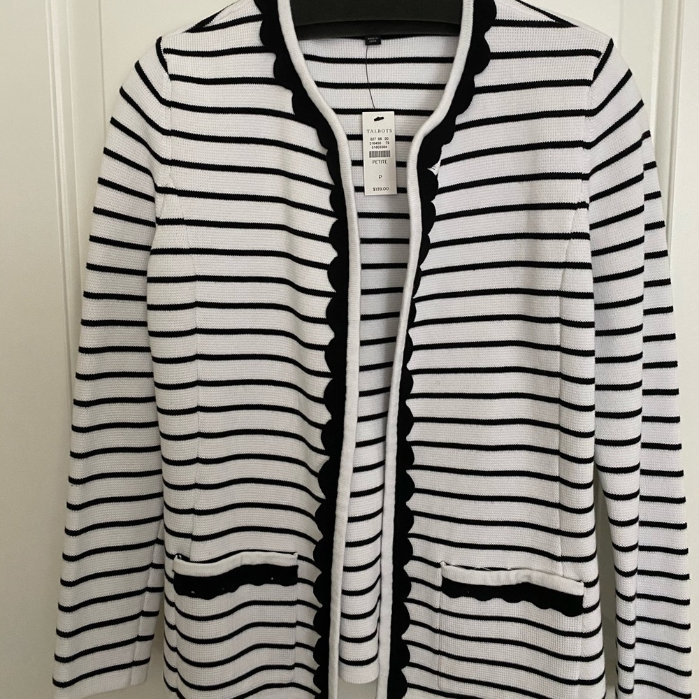 Talbots black and white sweater jacket